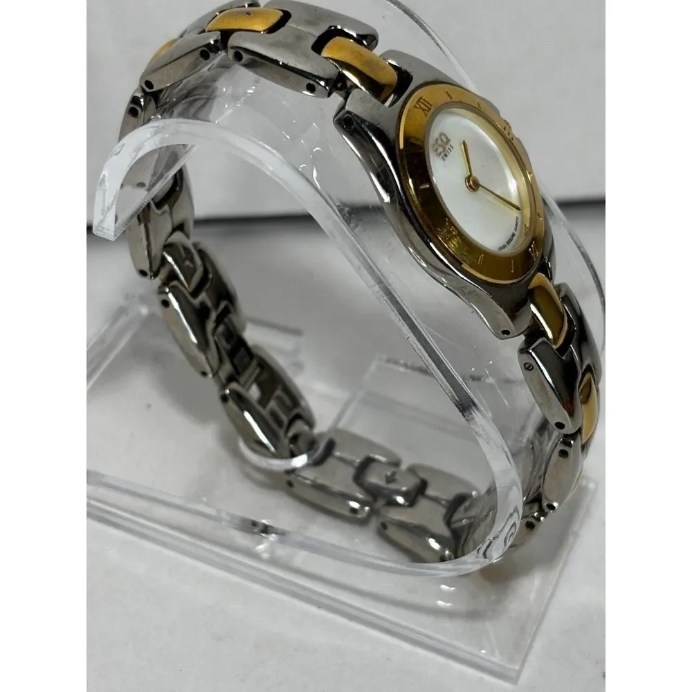 ESQ by Movado two-tone MOP dial quartz vintage women's watch, running